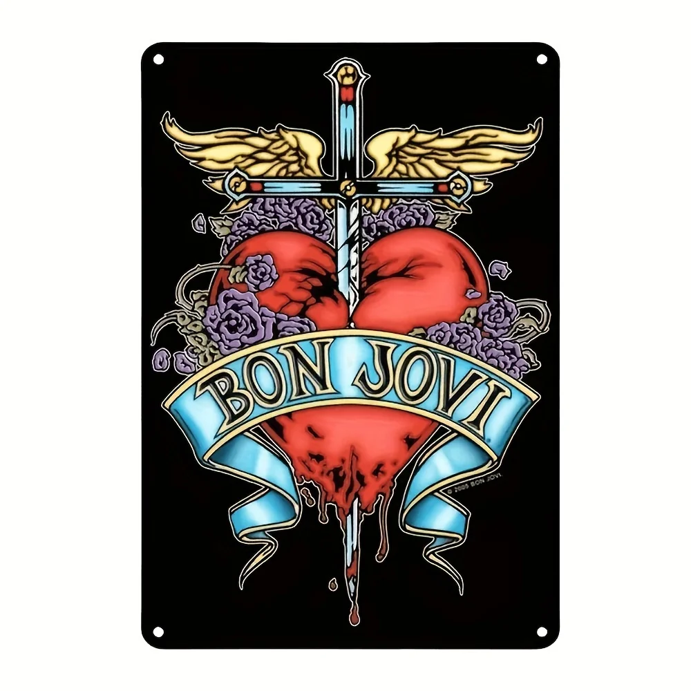 Vintage Metal Wall Decor Sign - Iron Hanging Artwork for Indoor & Outdoor Use - Multipurpose Retro Music Group Plaque - Electric