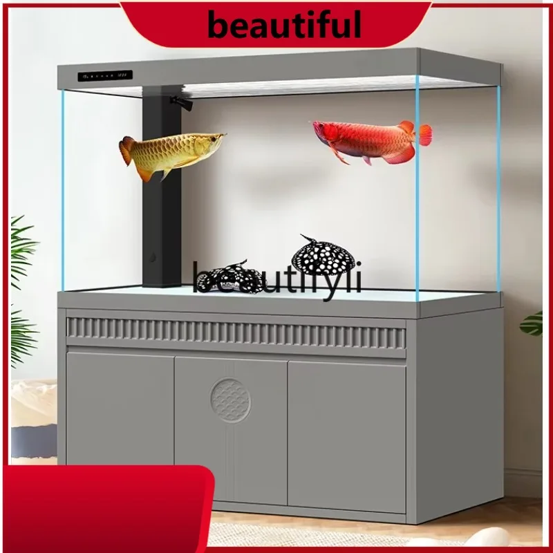 Fish tank living room large bottom filter ecological ultra-white smart floor screen aquarium 2024 new H