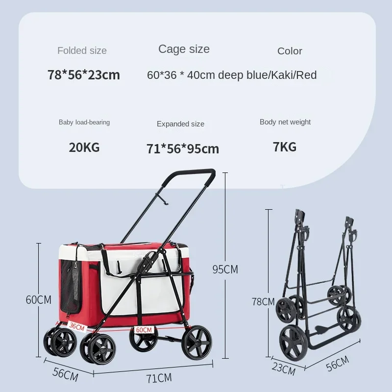 BL09 Pet Trolley Dog Walking Cat Trolley Outdoor Car Foldable Car Bag Detachable Pet Out Tool Pet Carrier