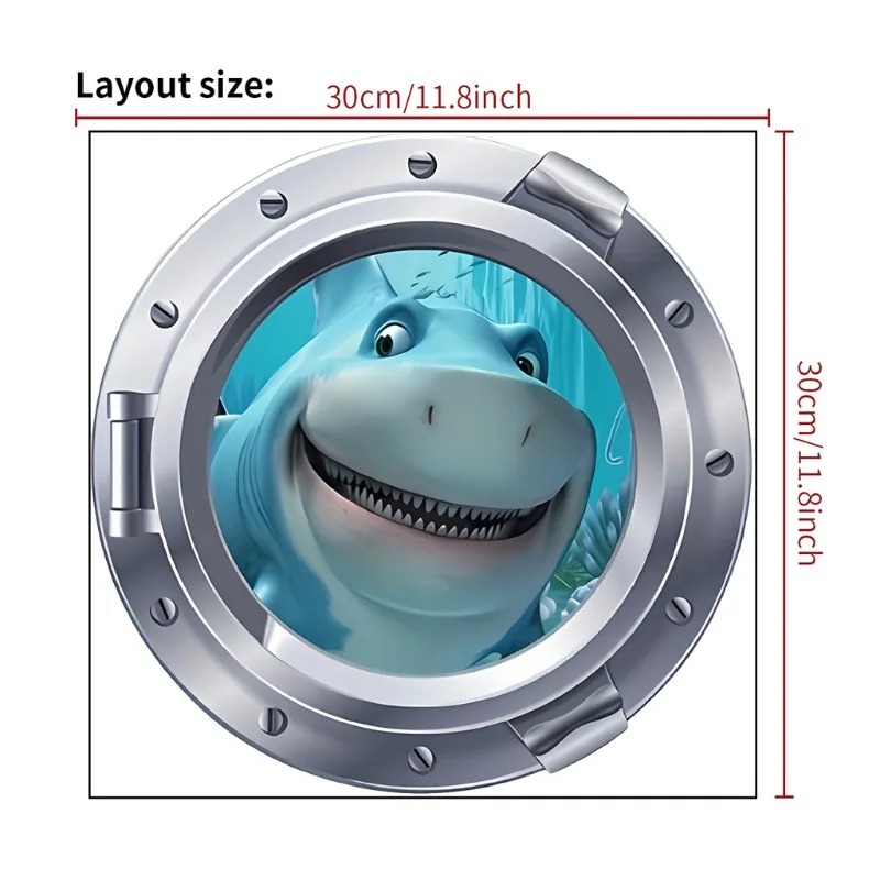 3D Porthole Under The Sea Stickers Seabed Animal Wall Stickers Kids Rooms Home Decoration Stickers Faux Submarine Murals Wall