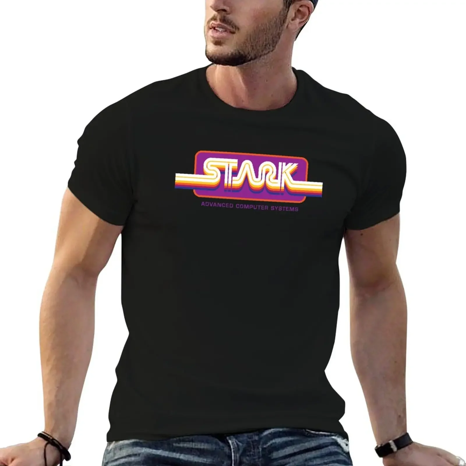 

1980s Stark Technologies computer graphics T-Shirt cotton man t-shirts summer clothes cute tops vintage graphic tee mens fashion