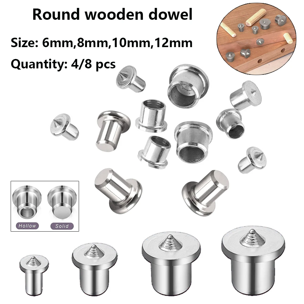 4/8pcs 6/8/10/12mm Panel Furniture Positioning Carpentry Dowel Tips Round Log Pin DIY Locator Center Punching Accessories