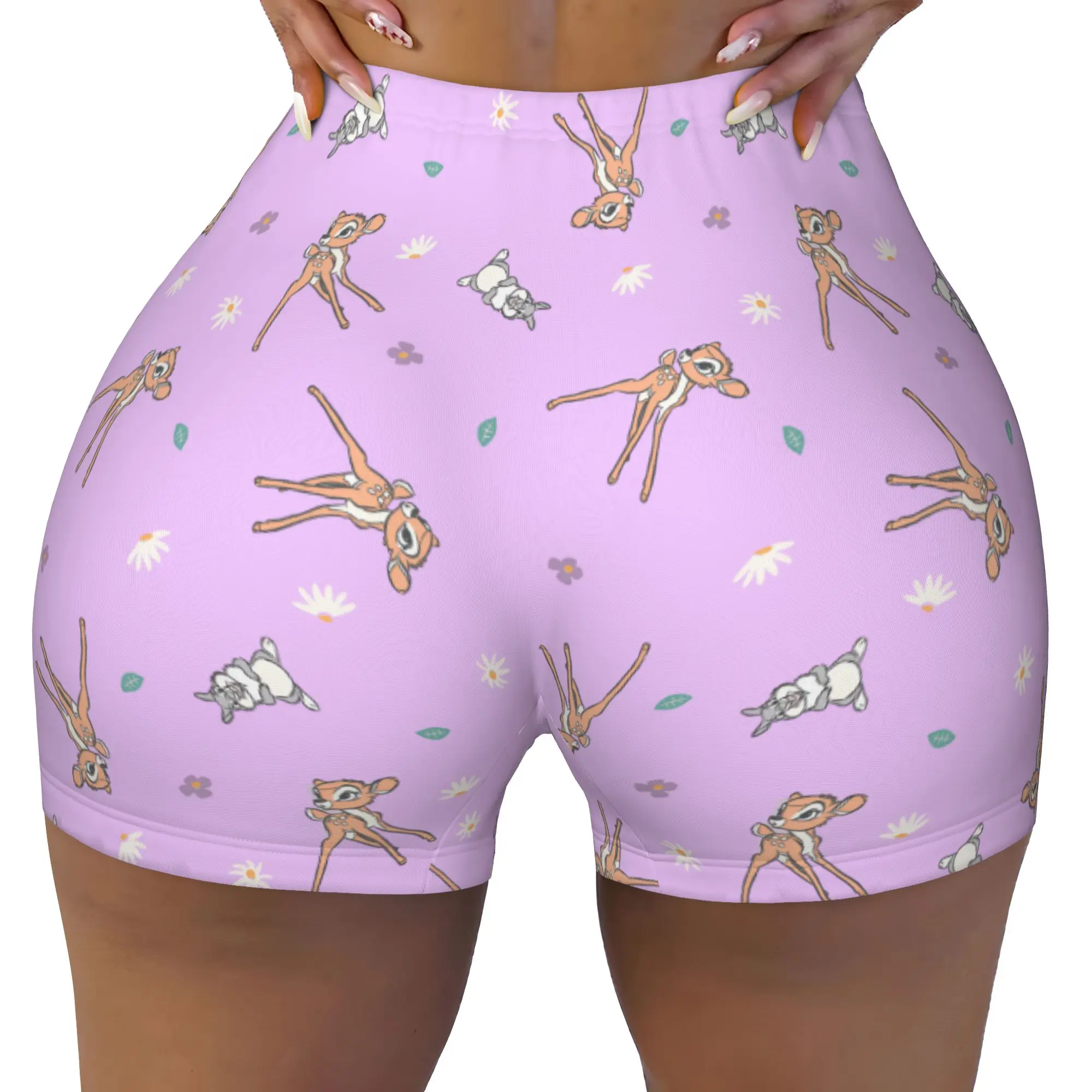 Custom B-Bambies Anime Running Volleyball Workout Shorts Women Beer Cartoon Gym Athletic Yoga Shorts