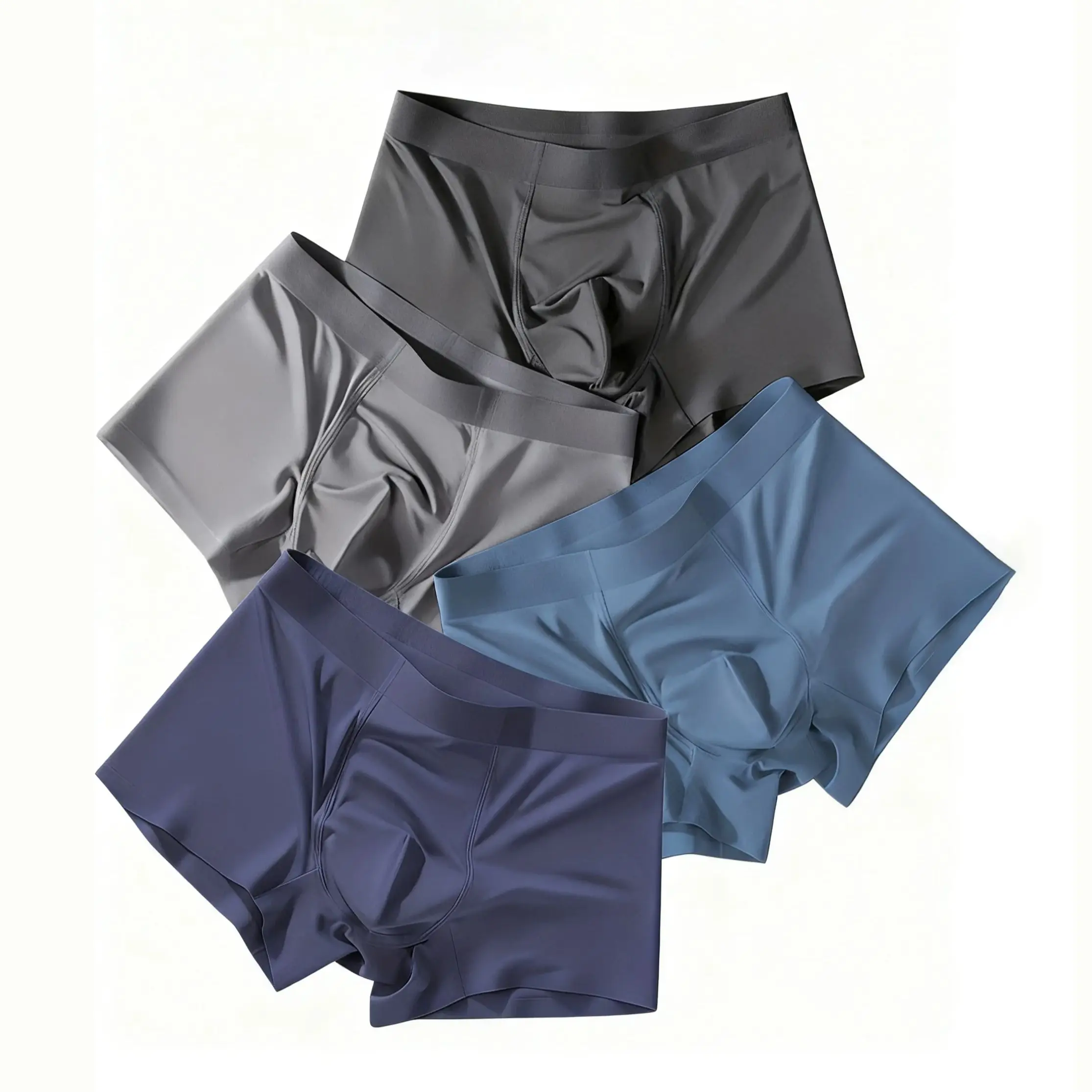

Men's Ice Silk Underwear 4pcs Set Ultra-thin Breathable Seamless Boxer Briefs Comfortable Soft Men's Underpants for Daily Wear