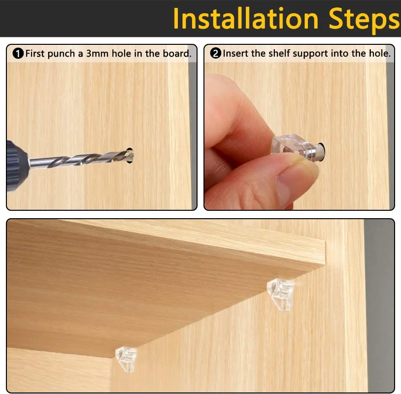 50/10PCS Transparent Shelf Stud Pegs Plastic Laminate Support Fixed Cabinet Shelves Glass Plate Support Furniture Bracket Holder
