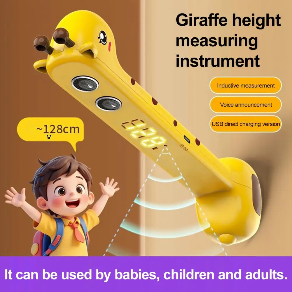 Smart Cartoon Giraffe Height Stadiometer, Portable Accurate Cordless Digital Height Measuring Device for Kids Adults