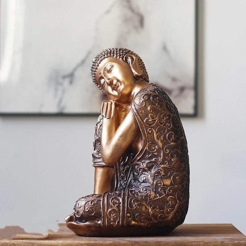 Retro Southeast Asian Thai style Buddha statue ornament Home Tea Room Entrance Zen Sleeping Buddha Decoration Crafts