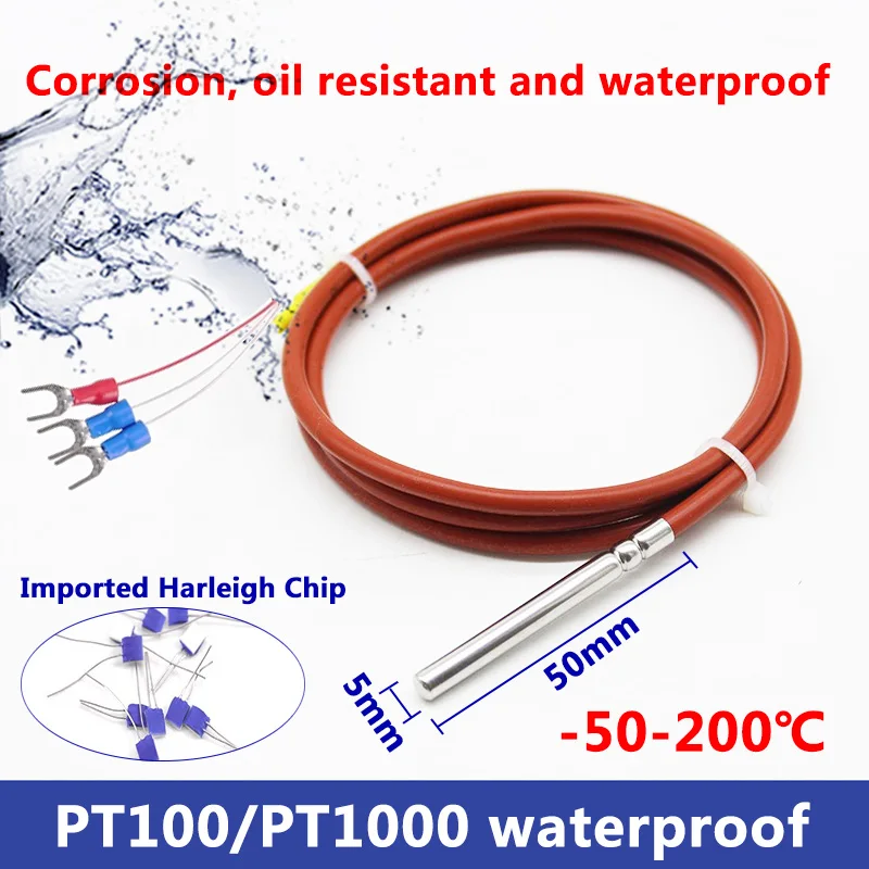 Temperatuur sensor pt100 ondoordringbare tres kabels pt1000 platino resistencia térmica kabel de có de alambre silicona - afbeelding 2