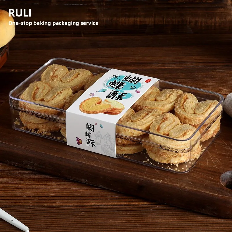 

Ruilic Crisp Baking Packaging Box Rectangular Disposable Plastic Cookie Biscuit Container Kitchen Cooking Utensil