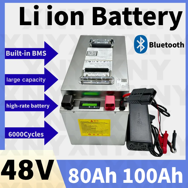 XNY-13S 14S 48V 100ah 80Ah Lithium ion battery with BMS air feed swith for Solar system RV UPS
