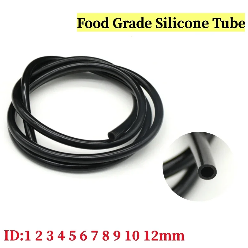 1 Meter Black ID 1 2 3 4 5 6 7 8 9 10 12mm Food Grade Silicone Tube Flexible Rubber Hose Soft Drink Pipe Water Connector