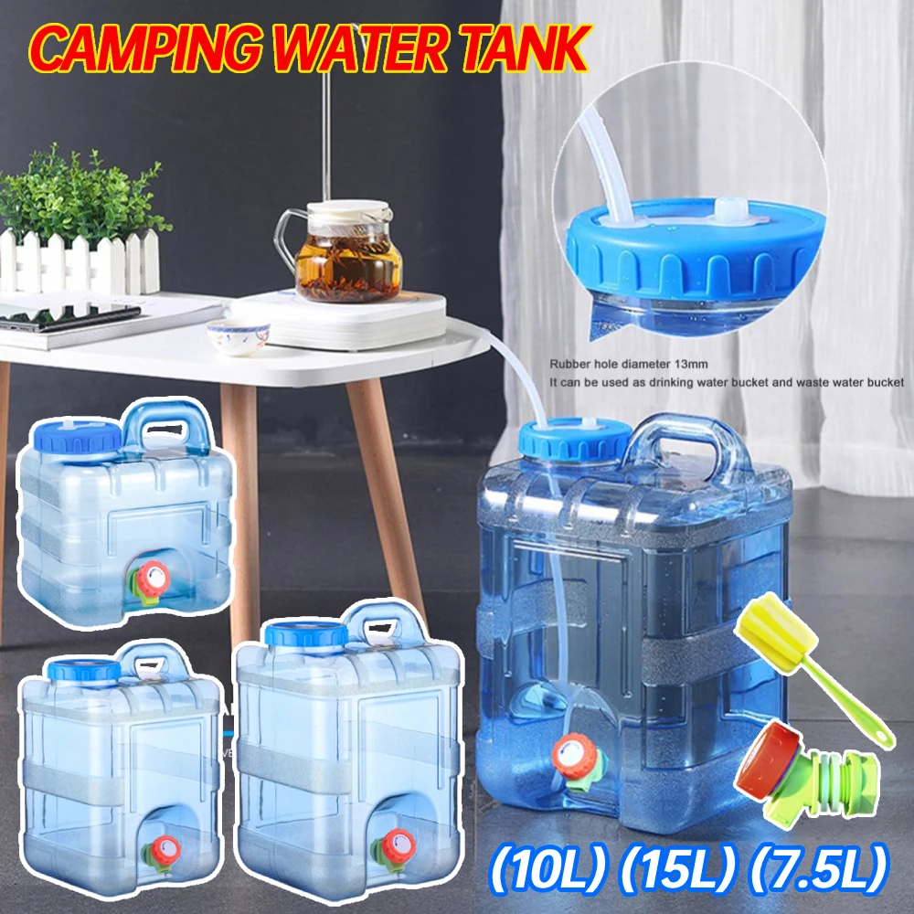 Outdoor Water Container with Spigot & Brush No Leakage Camping Water Tank Large Capacity Car Water Bucket for Picnic Hiking