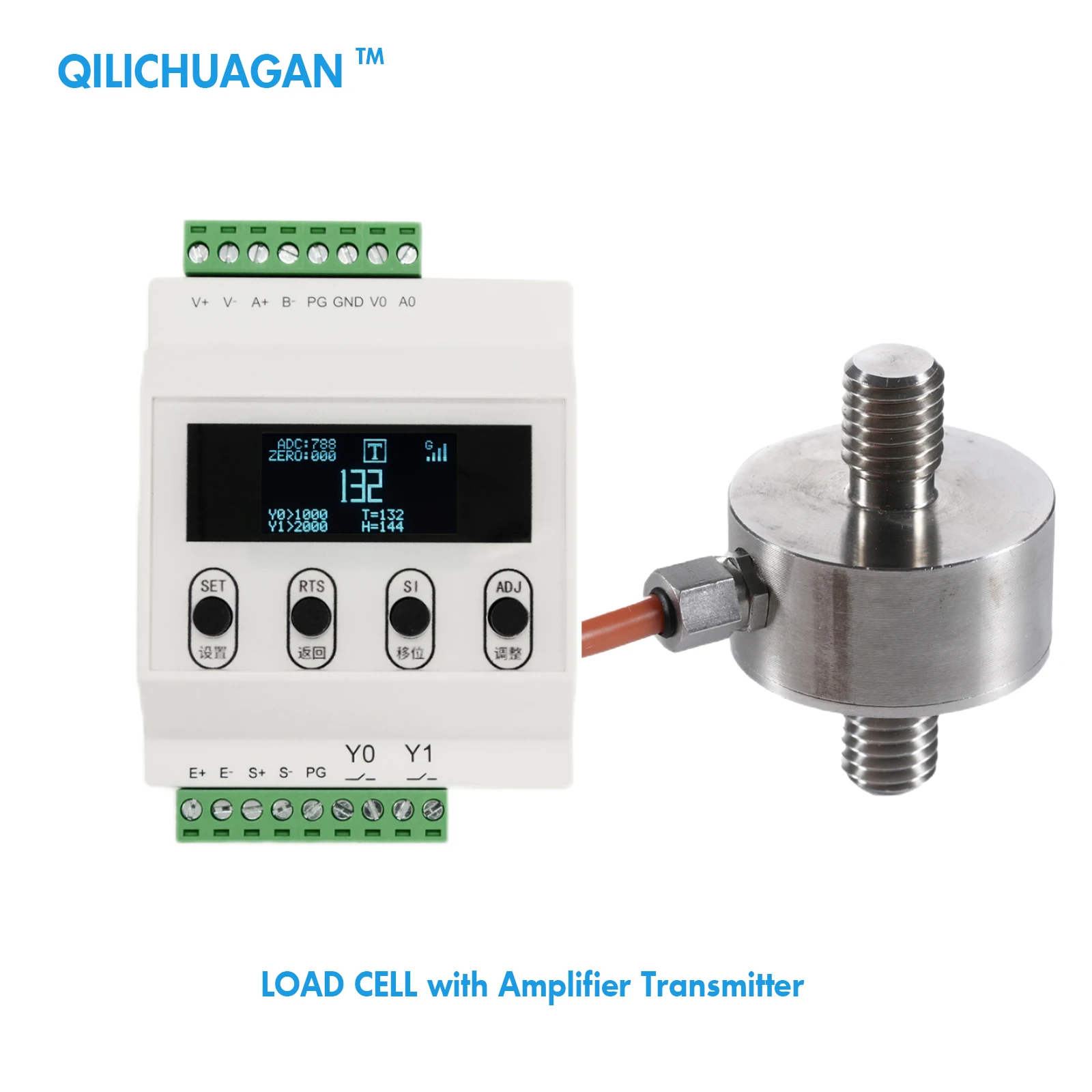 

Load Cell + Transmitter Amplifier With Display,Test Compression Force Weight Pressure Sensor Range 10kg-100kg