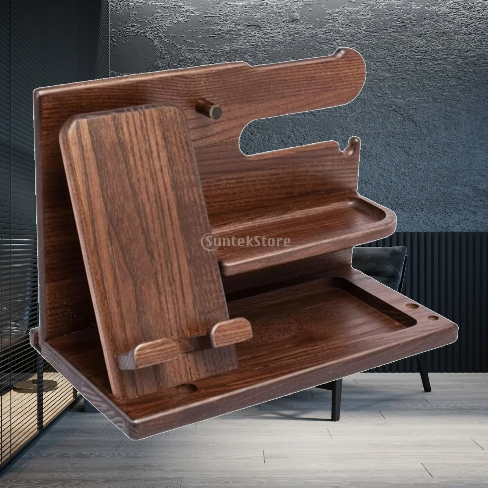 Bedside Valet Tray Space Saving Wood Valet Tray Versatile for Office