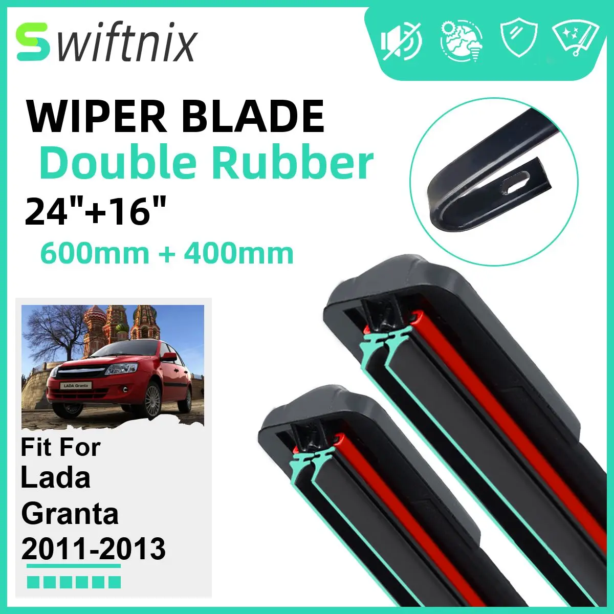 Double Rubber Car Wiper Blades for Lada Granta 2011-2013 Front Windscreen Windshield Rubber Car Accessories 2011 2012 2013