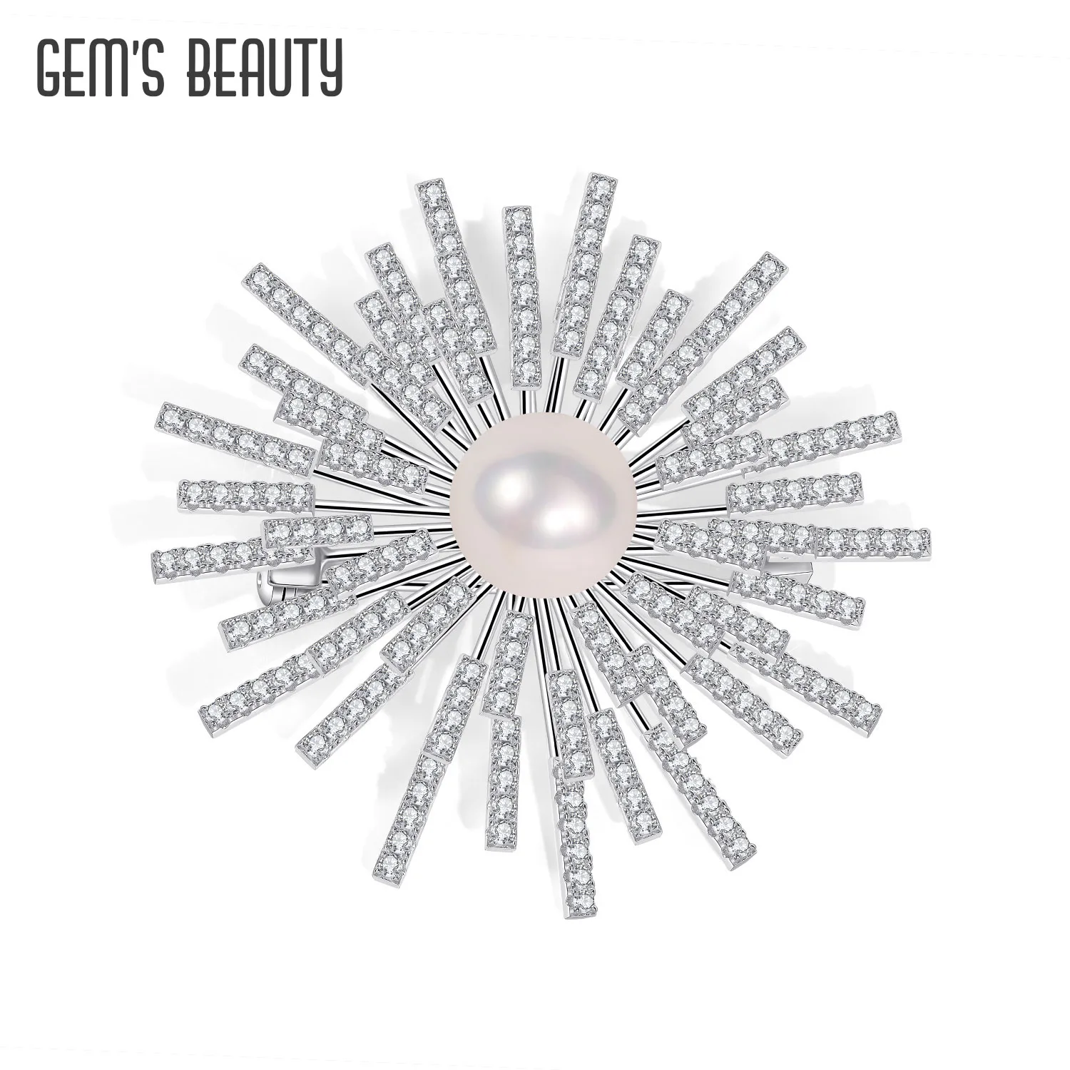 GEM'S BEAUTY Pearl Brooch 925 Sterling Silver Sea Urchin Shaped Jewelry Suitable for Various Important Occasions the Best Gift