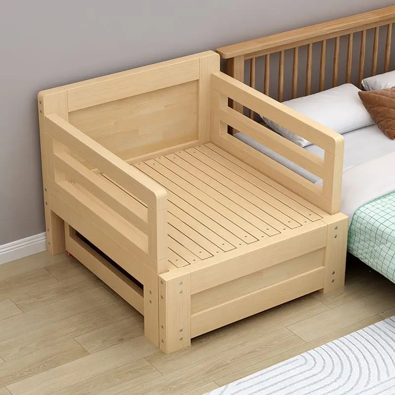 Solid wood sofa bed integrated dual-purpose children's splicing bed simple multi-functional pull-out bed retractable push-pull b
