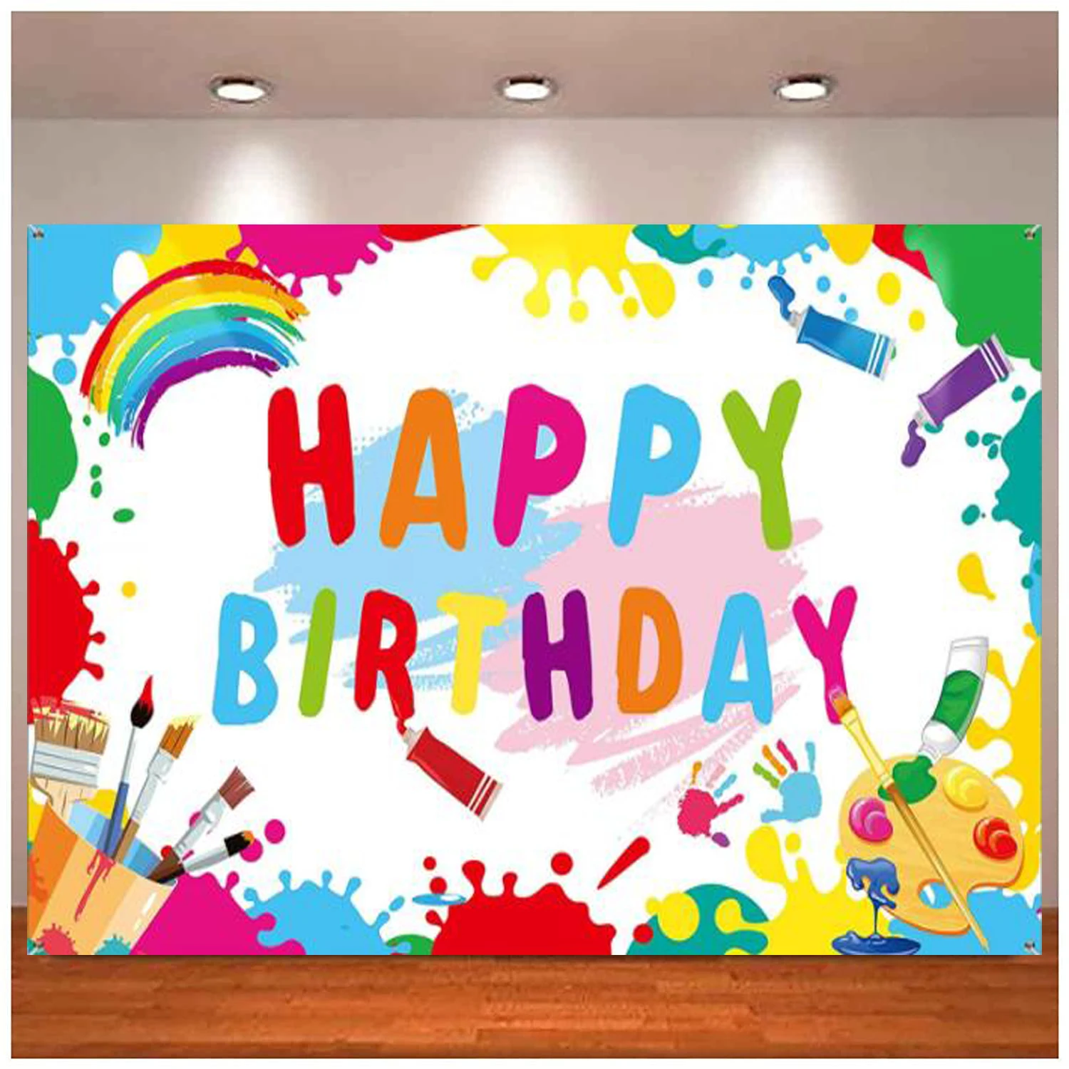 

Photography Backdrop Happy Birthday Banner Artist Party Decor For Mess Art Graffiti Wall Brush Event Favors Supplies Background