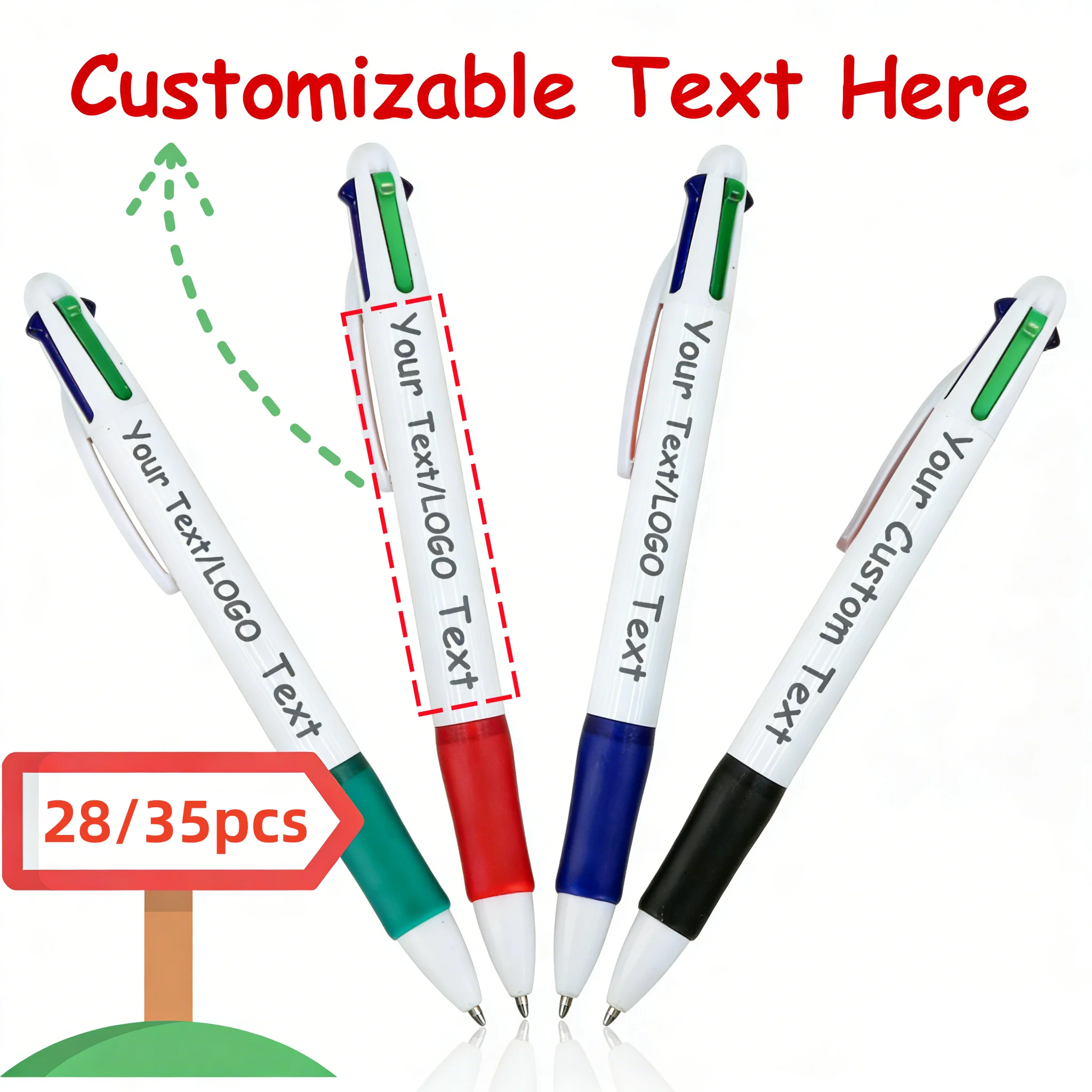 28/35PCS Customizable Retractable Ballpoint Pens 4 Colors in 1 Multicolor Pens for Students Teachers Office Workers Party Gifts