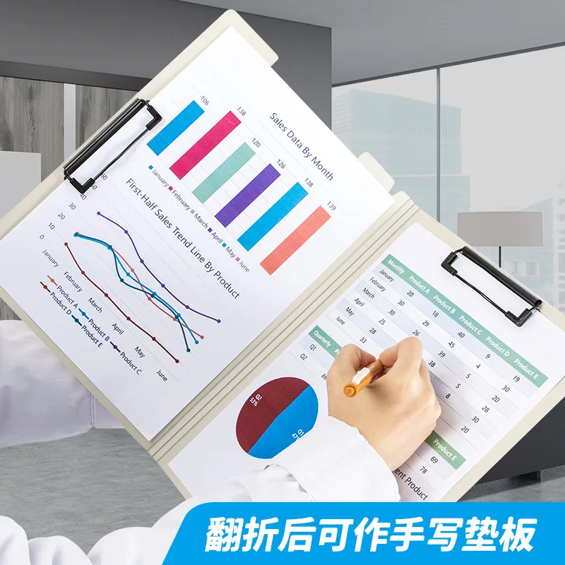 A4 Folder, Double Clamp Document Organizer, Multi-Functional Clipboard Writing Board Pad