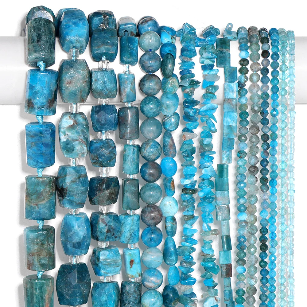 Natural Stone Blue Apatite Loose Spacer Beads For Making Jewelry Bracelet Necklace Accessorie Beads Charms