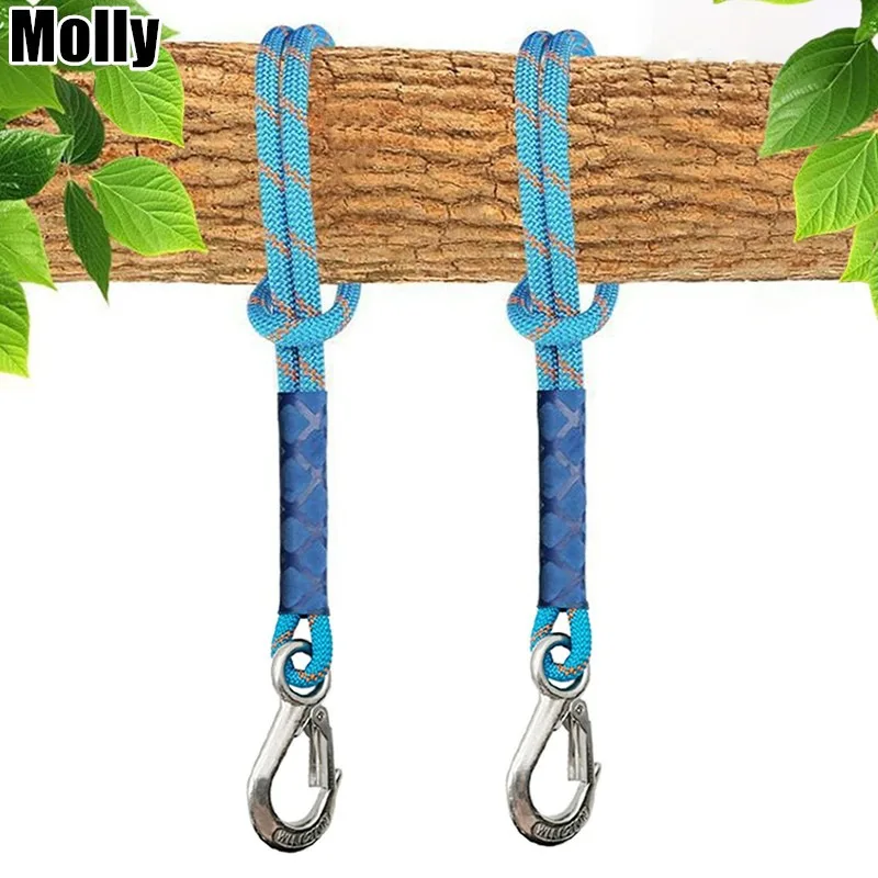 1pc Heavy-Duty Nylon Suspension Ropes with Metal Hooks Hanging Straps for Hammocks and Tree Swings Camping Hammock Rope