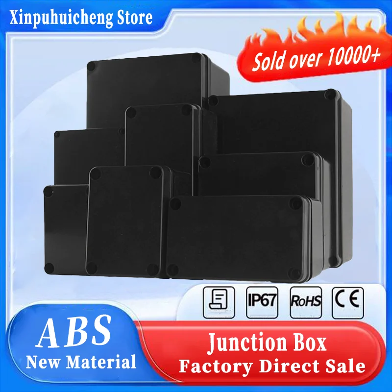 

Plastic Waterproof Box ABS Flame-Retardant Outdoor Waterproof Junction Box IP67Electrical Instrument Enclosure Sealing Boxblack