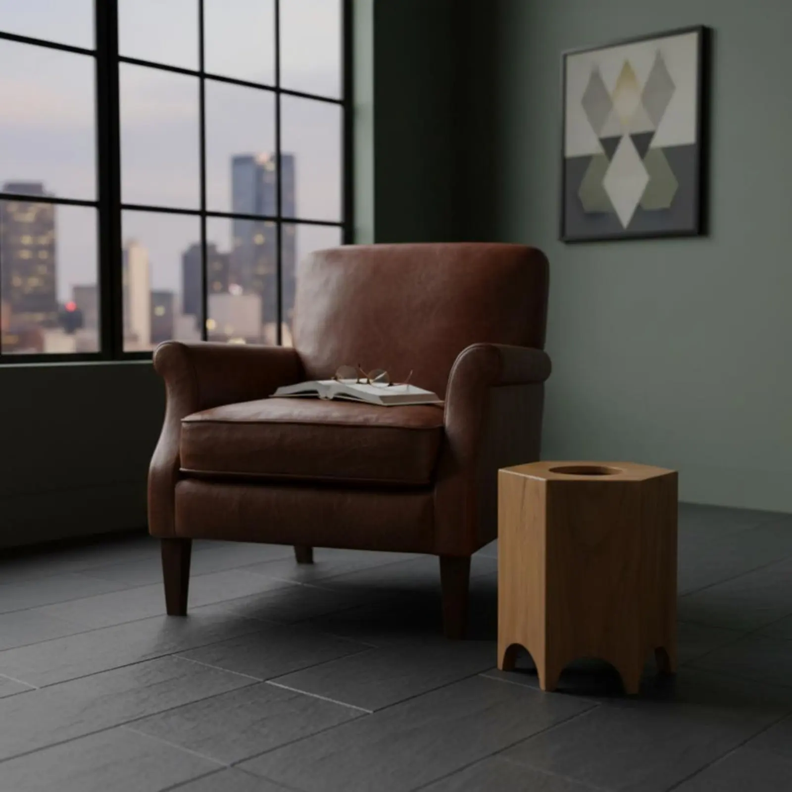 

Шестиугольный деревянный стол-блок в японском минималистичном стиле, табурет, не требует сборки, многофункциональный, для дизайнеров интерьера, для взрослых