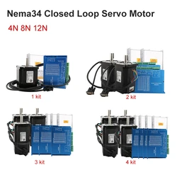 Nema 34 12n 8n 4n Closed Loop Servo Motor Kit 6a 2 Phase+Hss86 Servo Driver+Encoder Cable+Cnc 800w 70v Power Supply