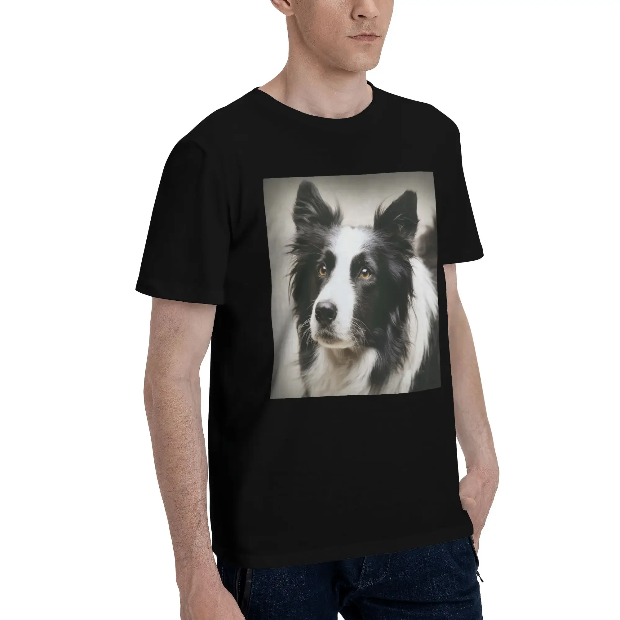 Working Border Collie Men T-Shirt Oversized T Shirts Men's O-Neck Cotton Tees Short Summer Male