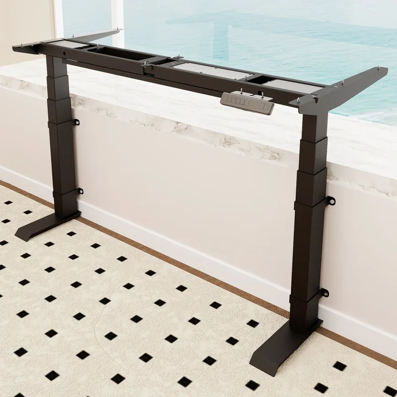 Bay window electric lifting table legs double motor three-section table rack lifting bracket desk