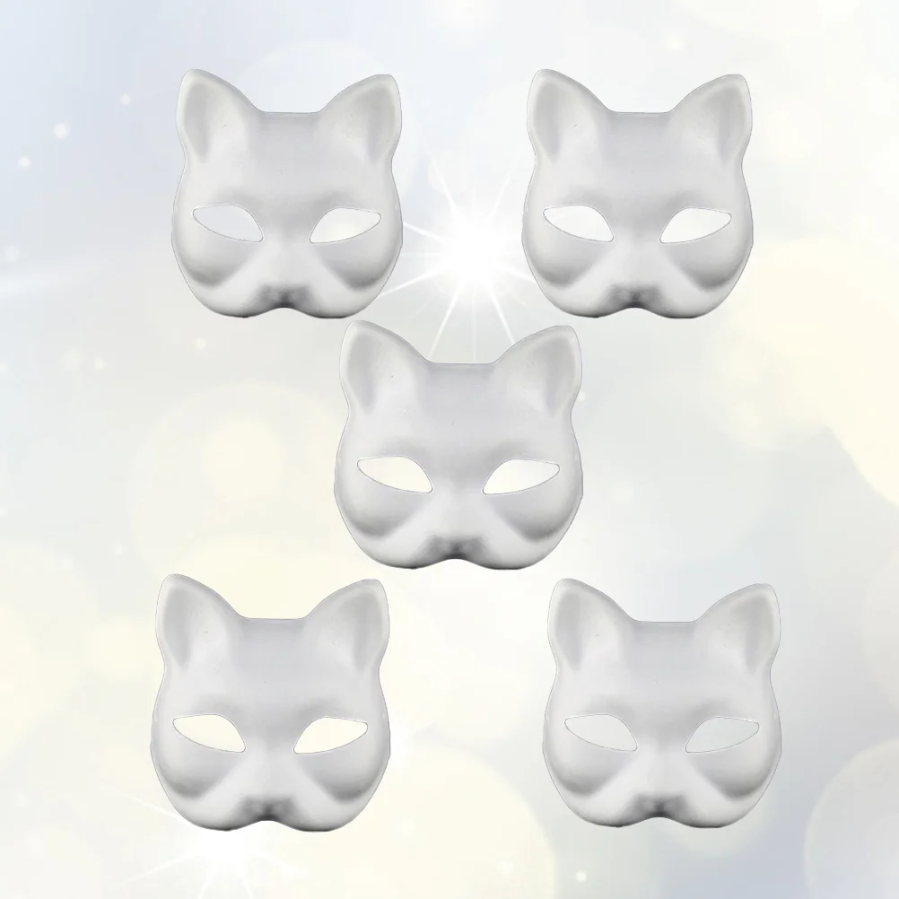 Mask Cat Masks Face Diy Cosplay Halloween Paper Party White Blank Masquerade Fox Kids Costume Paintable Therian Half Animal Amsk