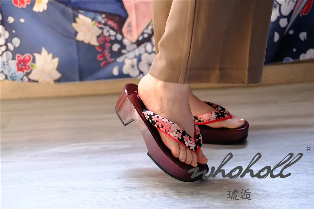 Cosplay Keilsandalen für Damen, japanische Geta Anime Cosplay Schuhe, Holzsohlen-Flip-Flops, japanische Geta Clogs Hausschuhe – Detail 18