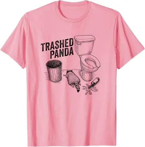Trashed Panda Funny Drunk Racoon T-Shirt Y2k Drinking Lover Graphic Outfit Y2k Funny Animal Sarcastic Saying Tee Novelty Gifts