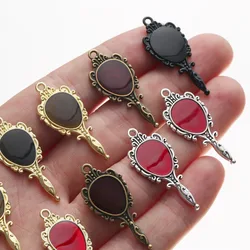 10pcs/pack Vintage Halloween Alloy Mirror Charms Colorful Pendant DIY Necklace Keychain Jewelry Accessories