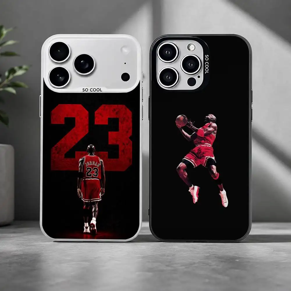 Coque de téléphone God M-Michael Jordan pour iPhone 17, 16, 15, 14, 13, 12, 11 Plus, Pro Max, XS, avec intérieur plaqué argent coloré