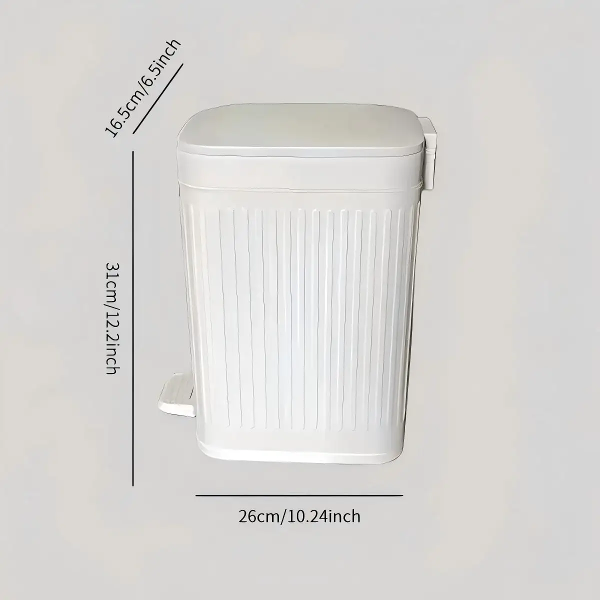 White Plastic Step-On Trash Can with Lid, Hands-Free Pedal Waste Bin, Compact Odor Control Garbage Can for Bathroom, Bedroom, Ki