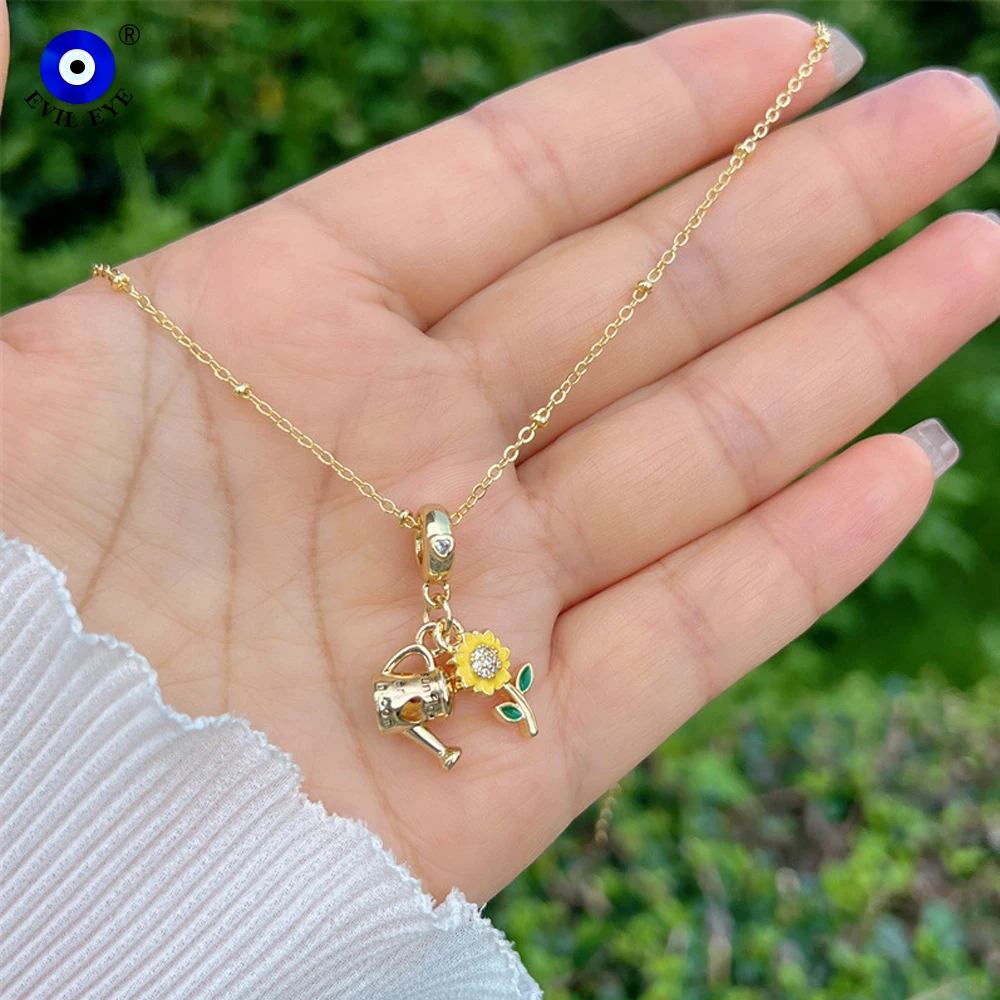 عين الشر النحاس الزركون لون الذهب سلسلة ربط جميلة قلادة ، قلادة طائرة القلب ، الأزياء والمجوهرات للنساء والفتيات والرجال