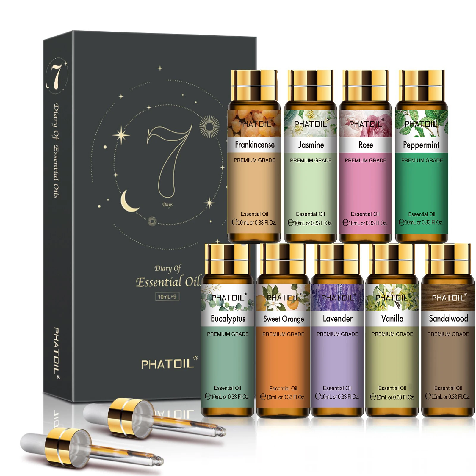 Home Fragrance Eucalyptus - PHATOIL 9PCS 아로마테라피 에센셜 오일 세트(디퓨저