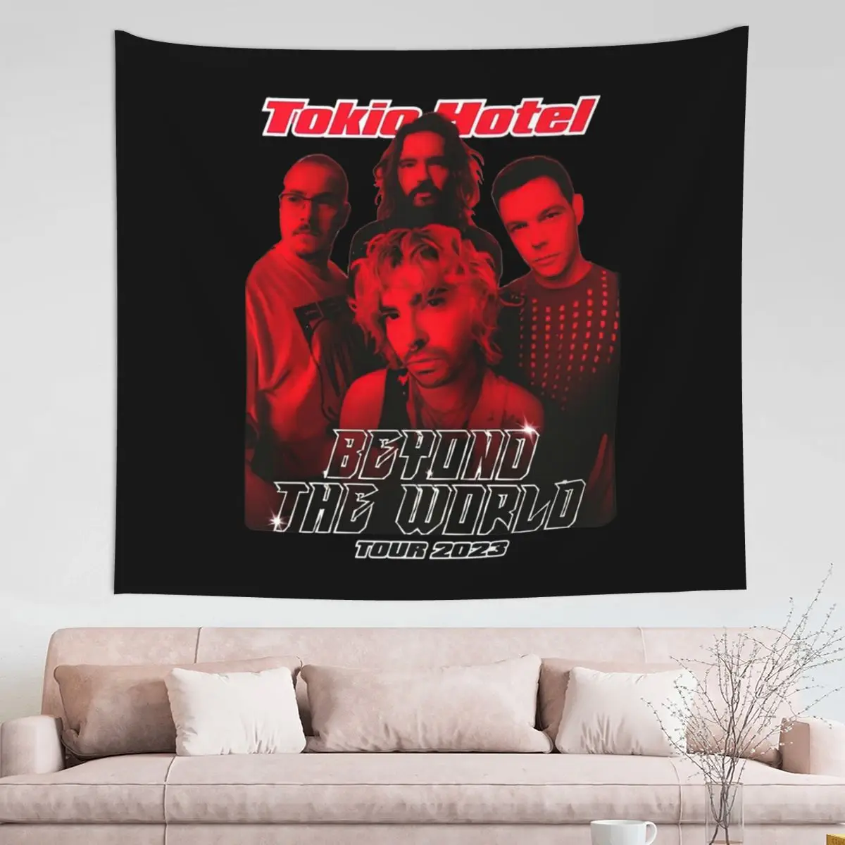 Tokio Hotel Beyond The World Tapestry Hippie Wall Hanging Band Music Wall Decor Background Cloth Psychedelic Wall Tapestry