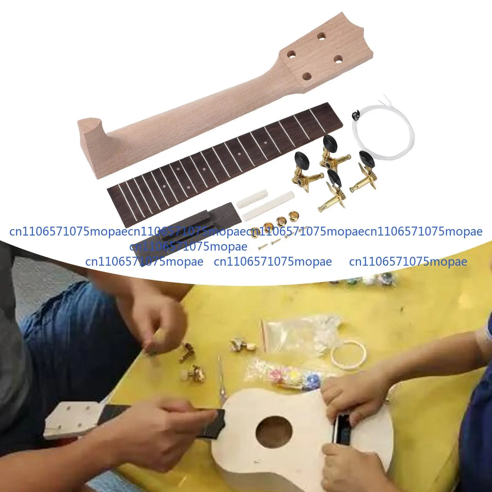 DIY FOR  Ukulele Kit Gift Wooden Neck and Fretboard for Adults Beginners Friends