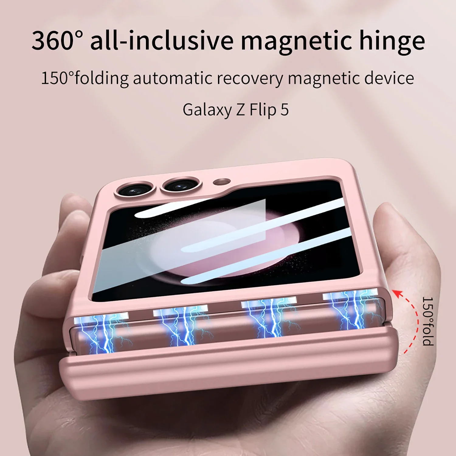 Hard PC Magnetic Hinge Protection Phone Cover For Samsung Galaxy Z Flip 5 Flip 4 Case With High Definition Screen Protector