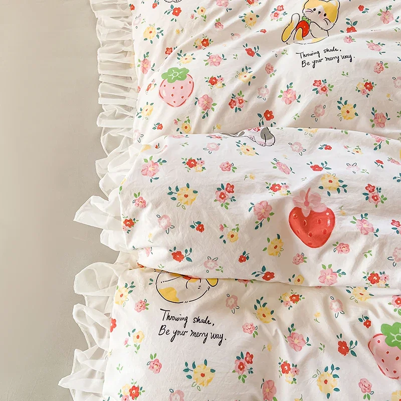 

2025 New Single Quilt Cover Korean Lace Quilt Cover Double Side with Four Seasons Instagram Princess Style Bedding 150x200 200