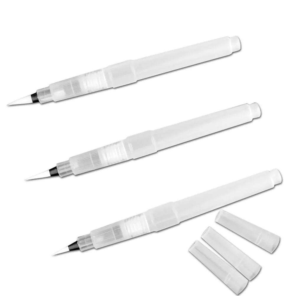 3Pcs Durable Water Brush Pen Refillable Reservoir for Calligraphy Drawing Painting No Leak Easy to Fill and Clean