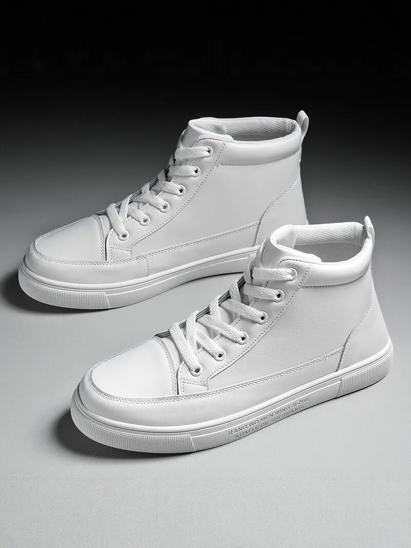 Men's High Top Shoes 2026 Autumn New Style Kitchen Work Waterproof Non-slip Black Casual Leather Shoes Labor Protection Trend...