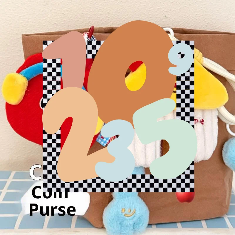 Cute Cartoon Plush Cottage Coin Purse Keychain Kawaii Plush Jewelry Storage Bag Pendant Backpack Handbag Decoration Pendant Gift