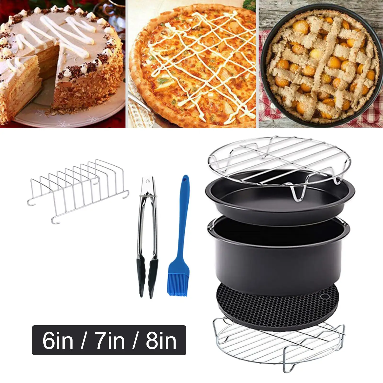 Air Fryer Accessories, Grill Rack Non Food Tongs for BBQ Cooking Baking Kitchen