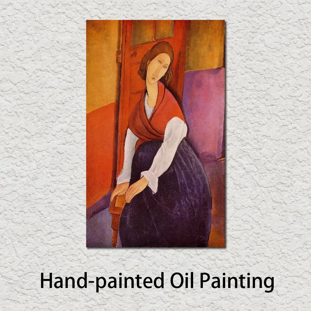 

Hand Painted Amedeo Modigliani Canvas Art Portrait of Jeanne Hebuterne Oil Painting Modern Woman Artwork Home Decor High Quality