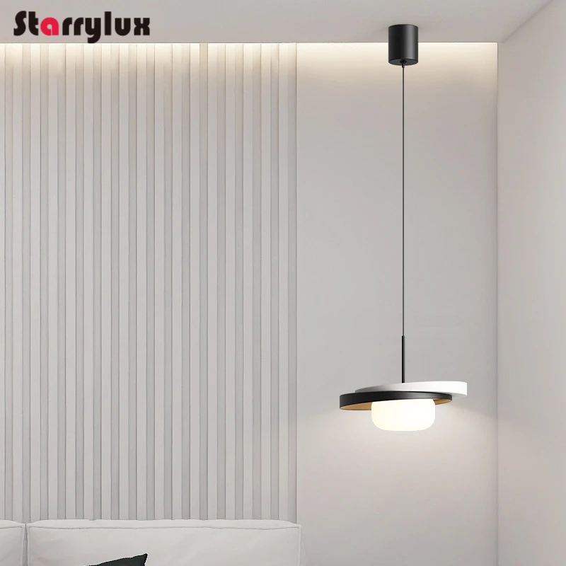

Cream Style 3-Headed Pendant Light Modern Dining Room Lamp Black White Single Bedside Hanging Light