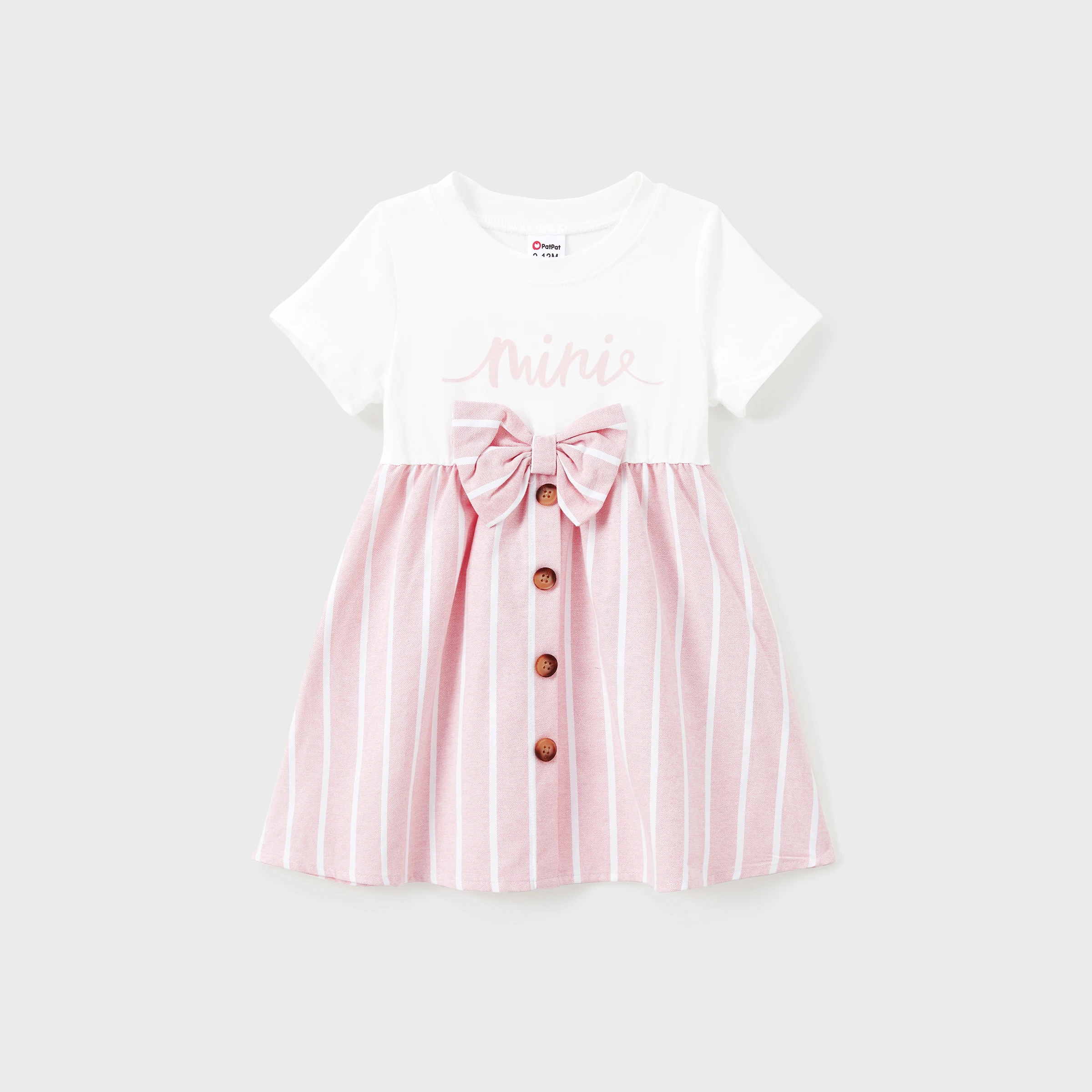 PatPat Family Matching Sets Light Pink Striped Shirt or Belted Button Co-ord Set With Pockets